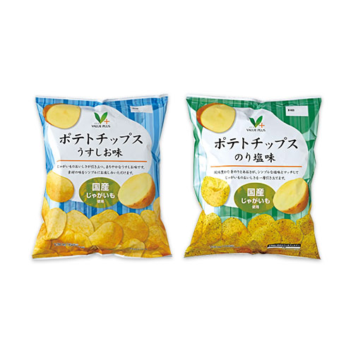 VALUE PLUS ポテトチップスうすしお味・のり塩味